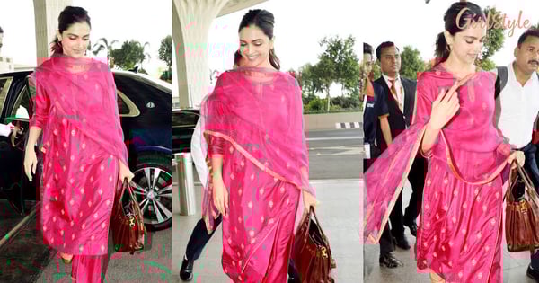 Deepika's Latest Pics In Pink Suit Proves She Is The Fashion Goddess Of Airport Looks